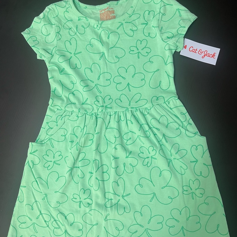 Cat & Jack Mint Clover Print Dress